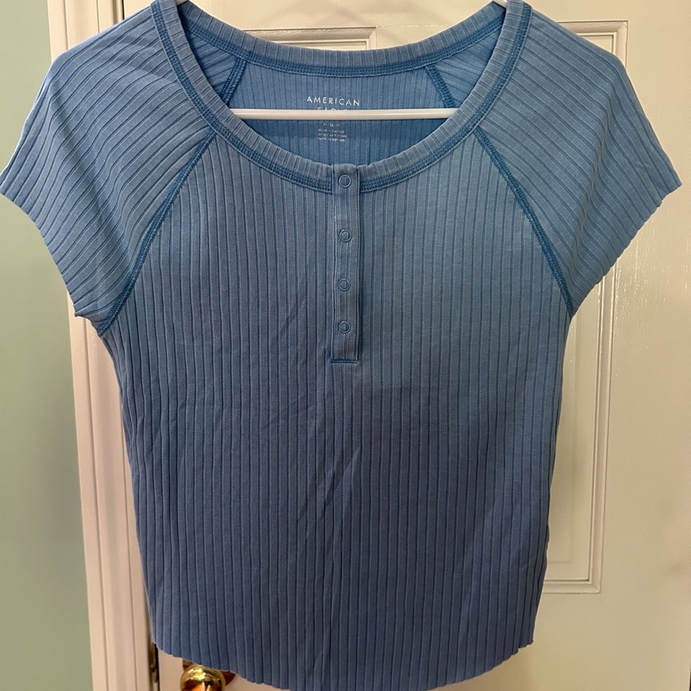American Eagle Medium Blue Ribbed Women's Top
